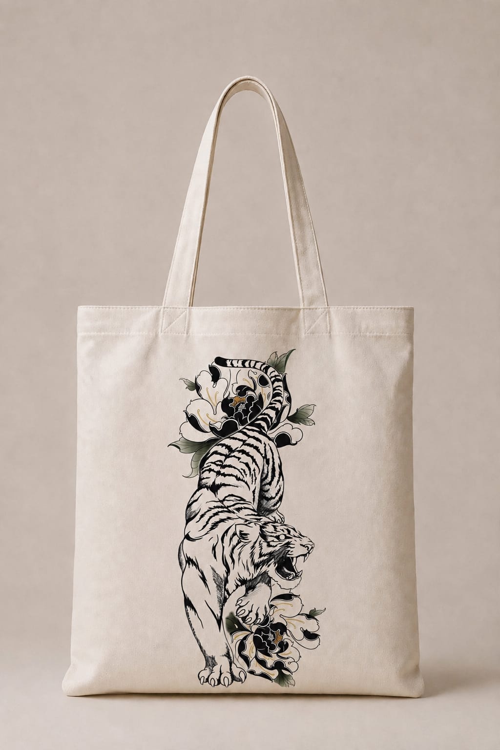 Bolsa Tigre Blanco con Peonías